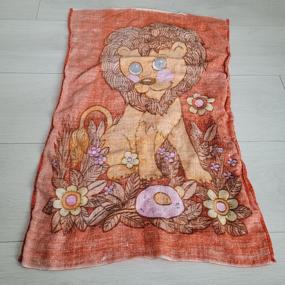 Vintage Retro 70s Tea Towel Lion and Mouse - Picture 9 of 9